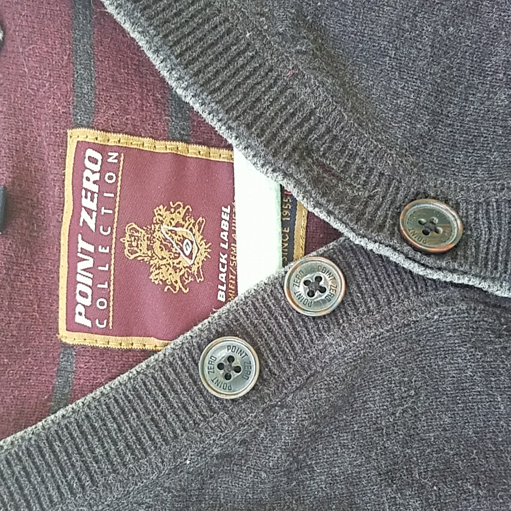 Point Zero Black Label Button Crew Neck Sweater - Picture 5 of 8